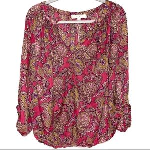 Ann Taylor LOFT pink paisley blouse Small